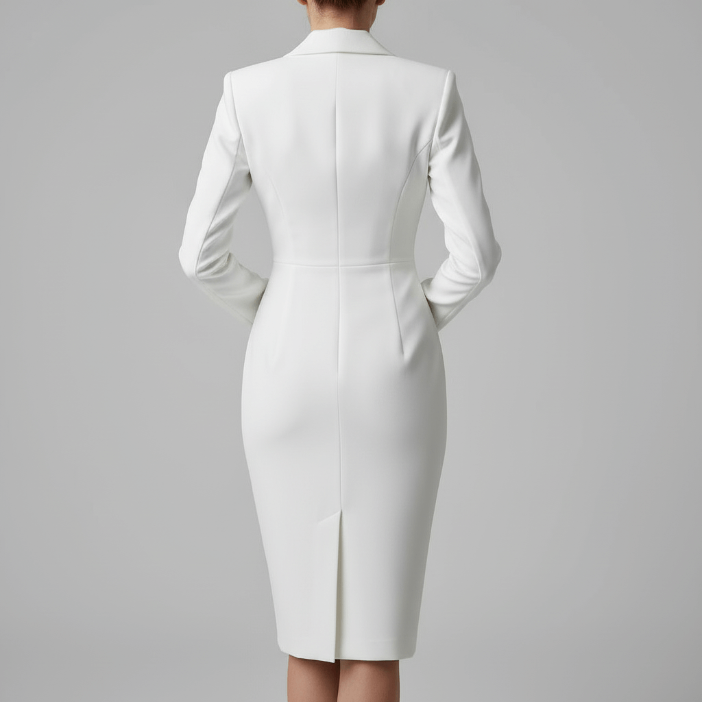 Tanzanix | Fitted lapel midi dress-Apparel & Accessories > Clothing > Dresses-Tanzanix