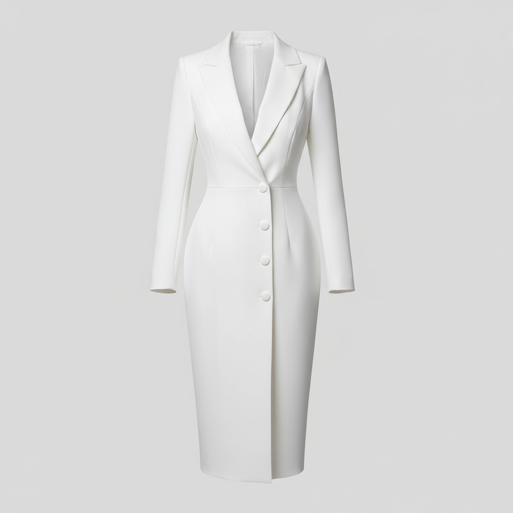 Tanzanix | Fitted lapel midi dress-Apparel & Accessories > Clothing > Dresses-Tanzanix