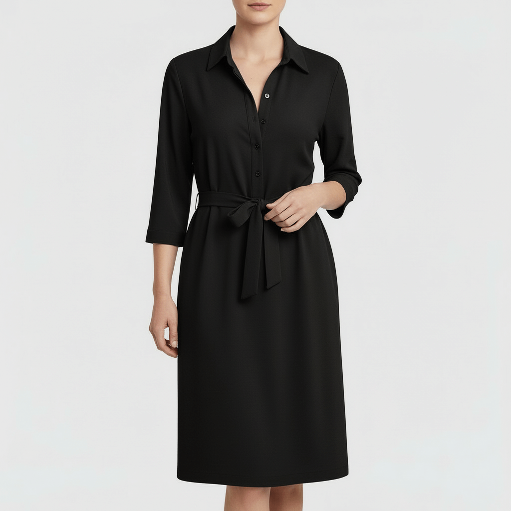 Tanzanix | Fitted midi dress with comfortable cut-Apparel & Accessories > Clothing > Dresses-Black-XS-Tanzanix
