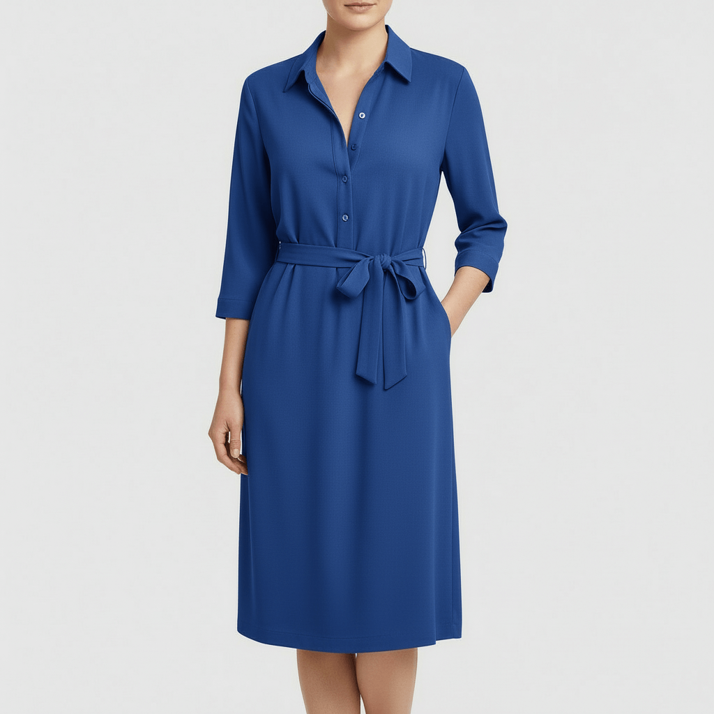Tanzanix | Fitted midi dress with comfortable cut-Apparel & Accessories > Clothing > Dresses-Dark Cyan-XS-Tanzanix