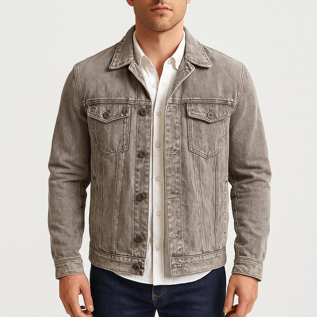 Tanzanix | Heavy washed denim work jacket-Apparel & Accessories > Clothing > Outerwear > Coats & Jackets-Gray-S-Tanzanix