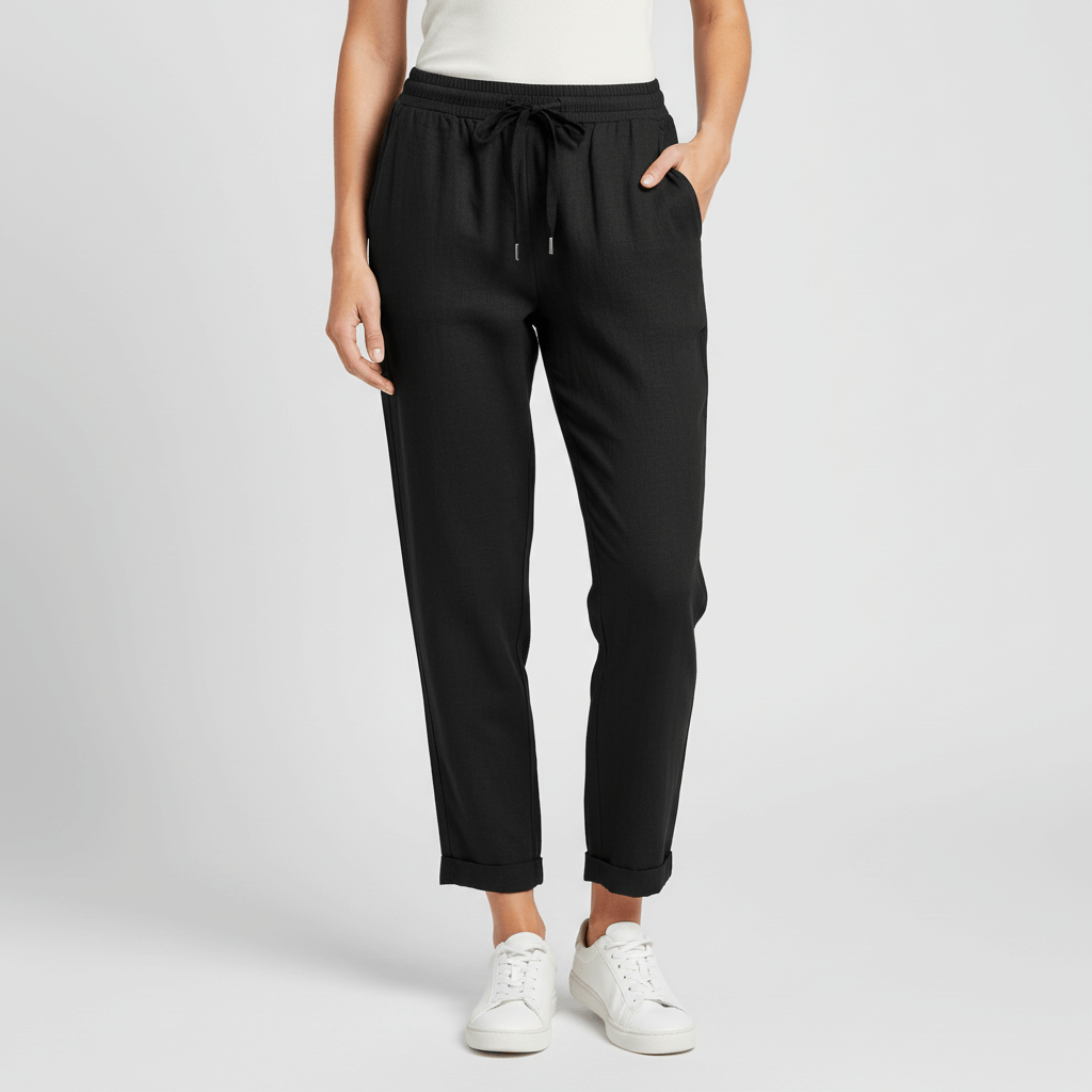 Tanzanix | High-waisted loose trousers-Apparel & Accessories > Clothing > Pants > Trousers-Black-XS-Tanzanix