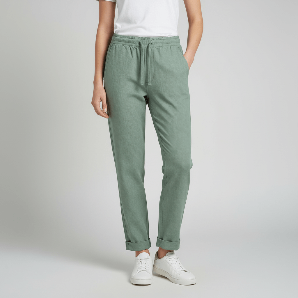 Tanzanix | High-waisted loose trousers-Apparel & Accessories > Clothing > Pants > Trousers-Green-XS-Tanzanix