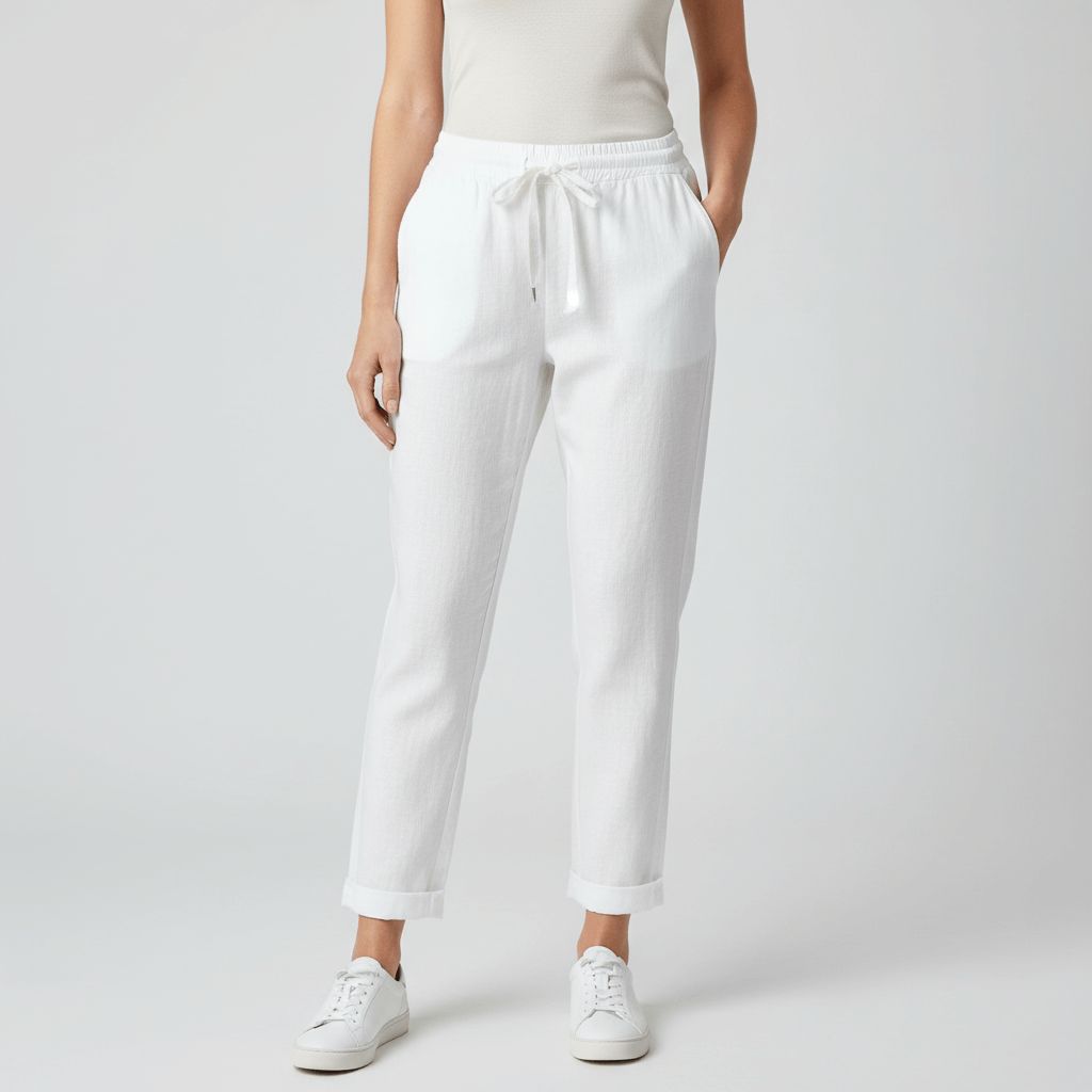 Tanzanix | High-waisted loose trousers-Apparel & Accessories > Clothing > Pants > Trousers-White-XS-Tanzanix