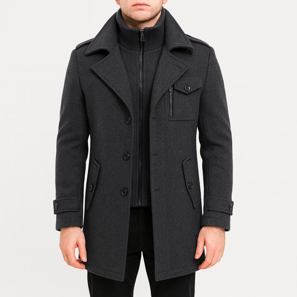 Tanzanix | Lightweight airy winter woolen coat-Apparel & Accessories > Clothing > Outerwear > Coats & Jackets > Overcoats-Gray-XS-Tanzanix