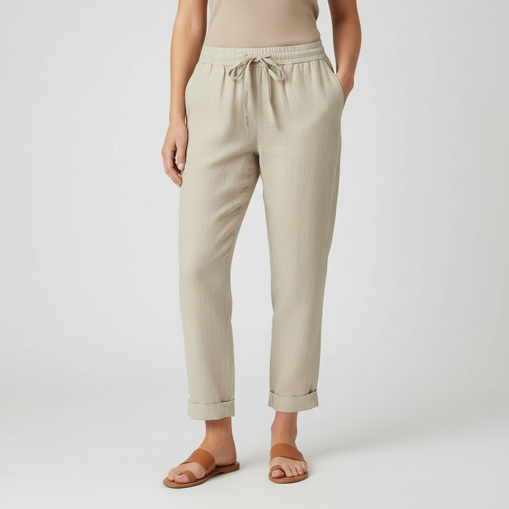 Tanzanix | Lightweight breathable linen trousers-Apparel & Accessories > Clothing > Pants > Trousers-Beige-XS-Tanzanix