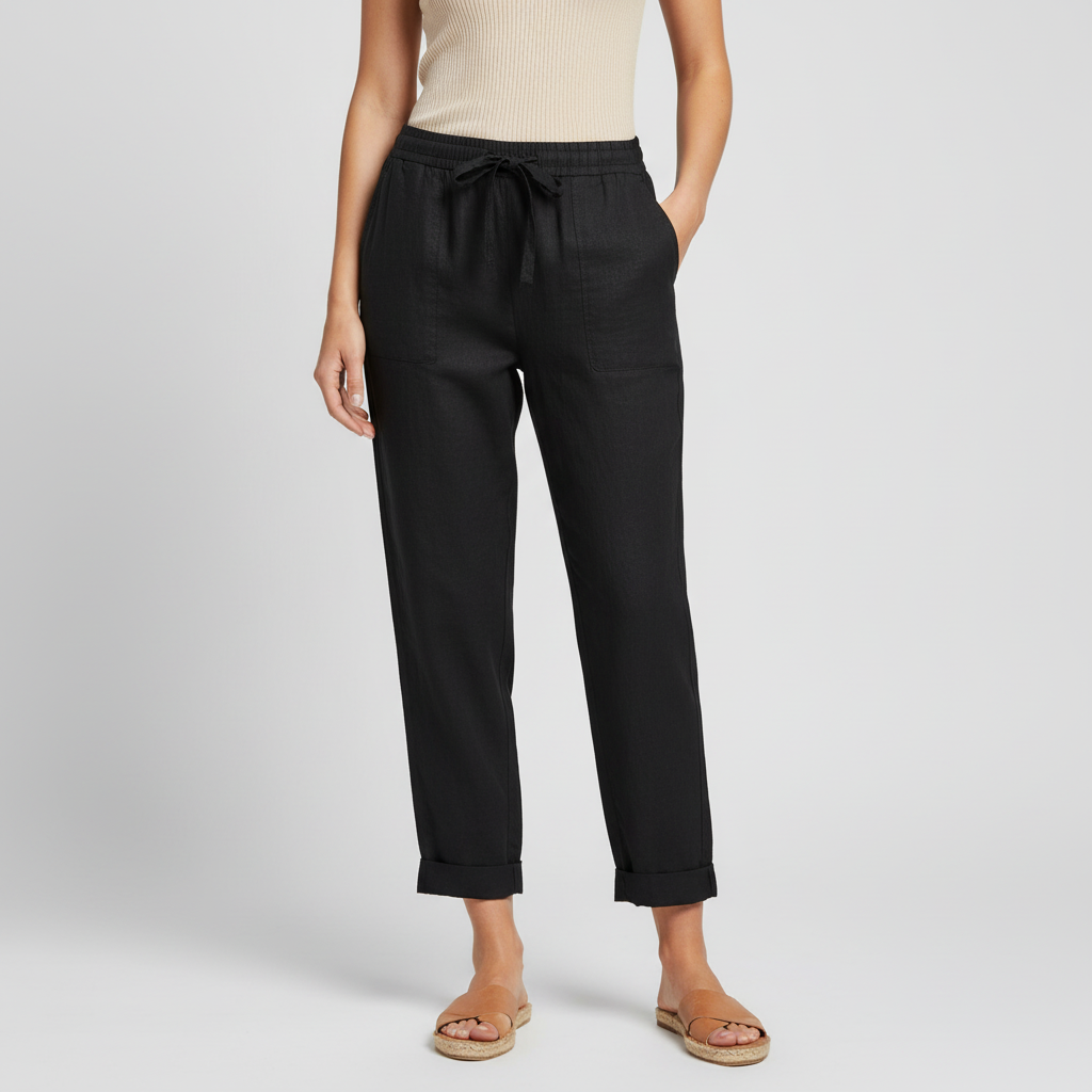 Tanzanix | Lightweight breathable linen trousers-Apparel & Accessories > Clothing > Pants > Trousers-Black-XS-Tanzanix