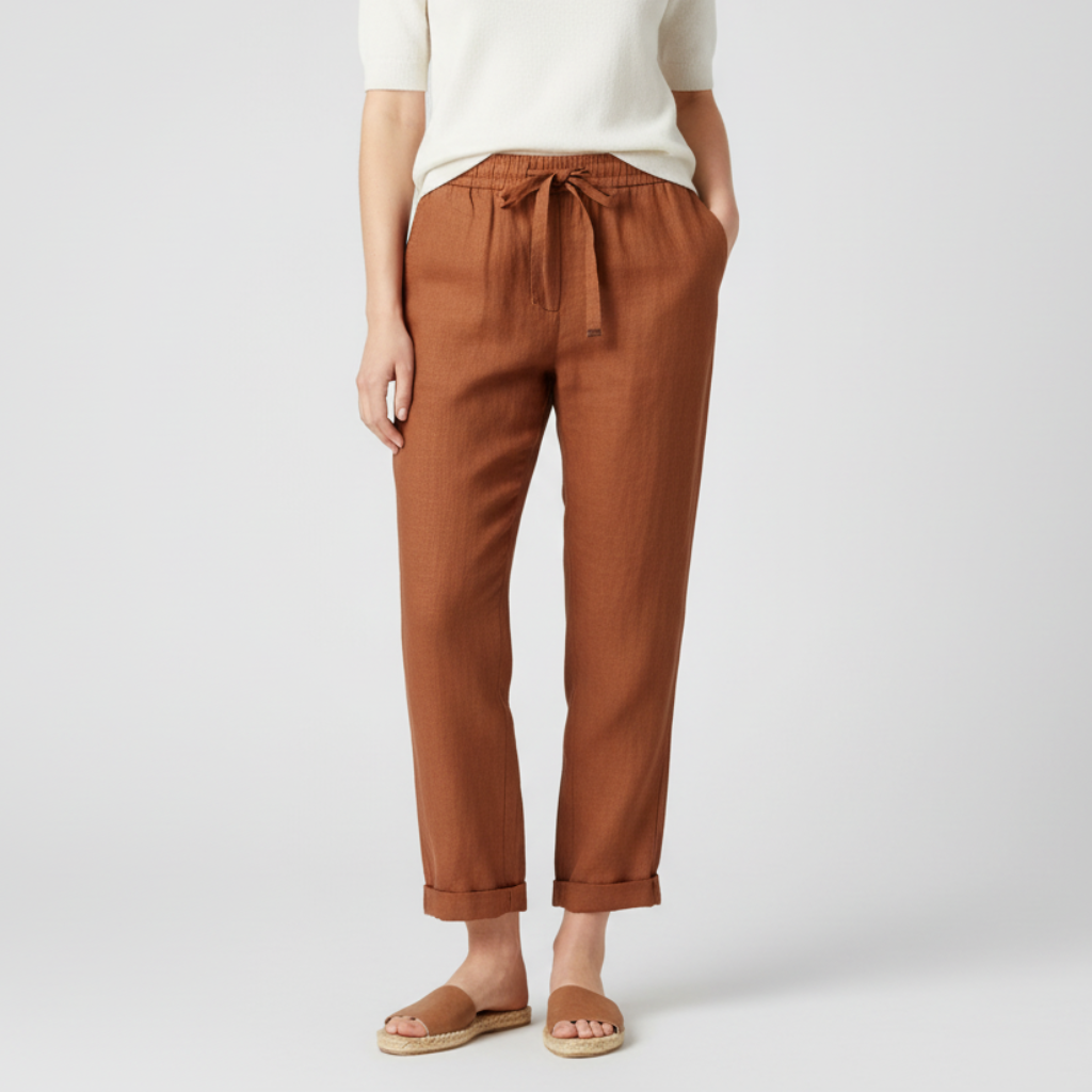 Tanzanix | Lightweight breathable linen trousers-Apparel & Accessories > Clothing > Pants > Trousers-Burgundy-XS-Tanzanix