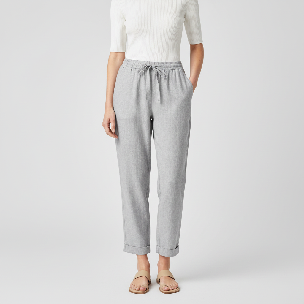 Tanzanix | Lightweight breathable linen trousers-Apparel & Accessories > Clothing > Pants > Trousers-Gray-XS-Tanzanix
