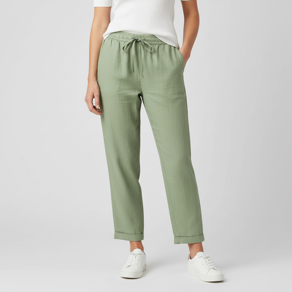 Tanzanix | Lightweight breathable linen trousers-Apparel & Accessories > Clothing > Pants > Trousers-Green-XS-Tanzanix