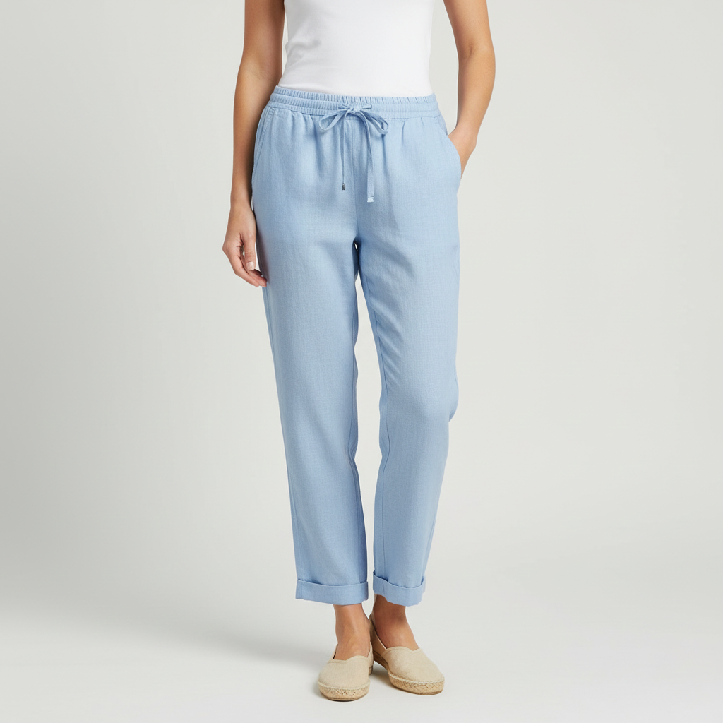 Tanzanix | Lightweight breathable linen trousers-Apparel & Accessories > Clothing > Pants > Trousers-Light Blue-XS-Tanzanix