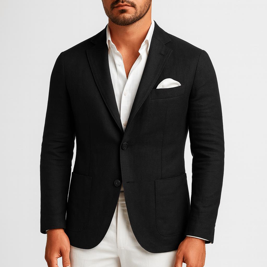 Tanzanix | Lightweight linen blazer-Apparel & Accessories > Clothing > Outerwear > Coats & Jackets > Sport Jacket-Black-S-Tanzanix