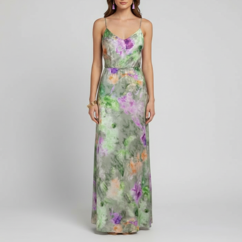 Tanzanix | Lightweight maxi dress with modern print-Apparel & Accessories > Clothing > Dresses-Green-S-Tanzanix