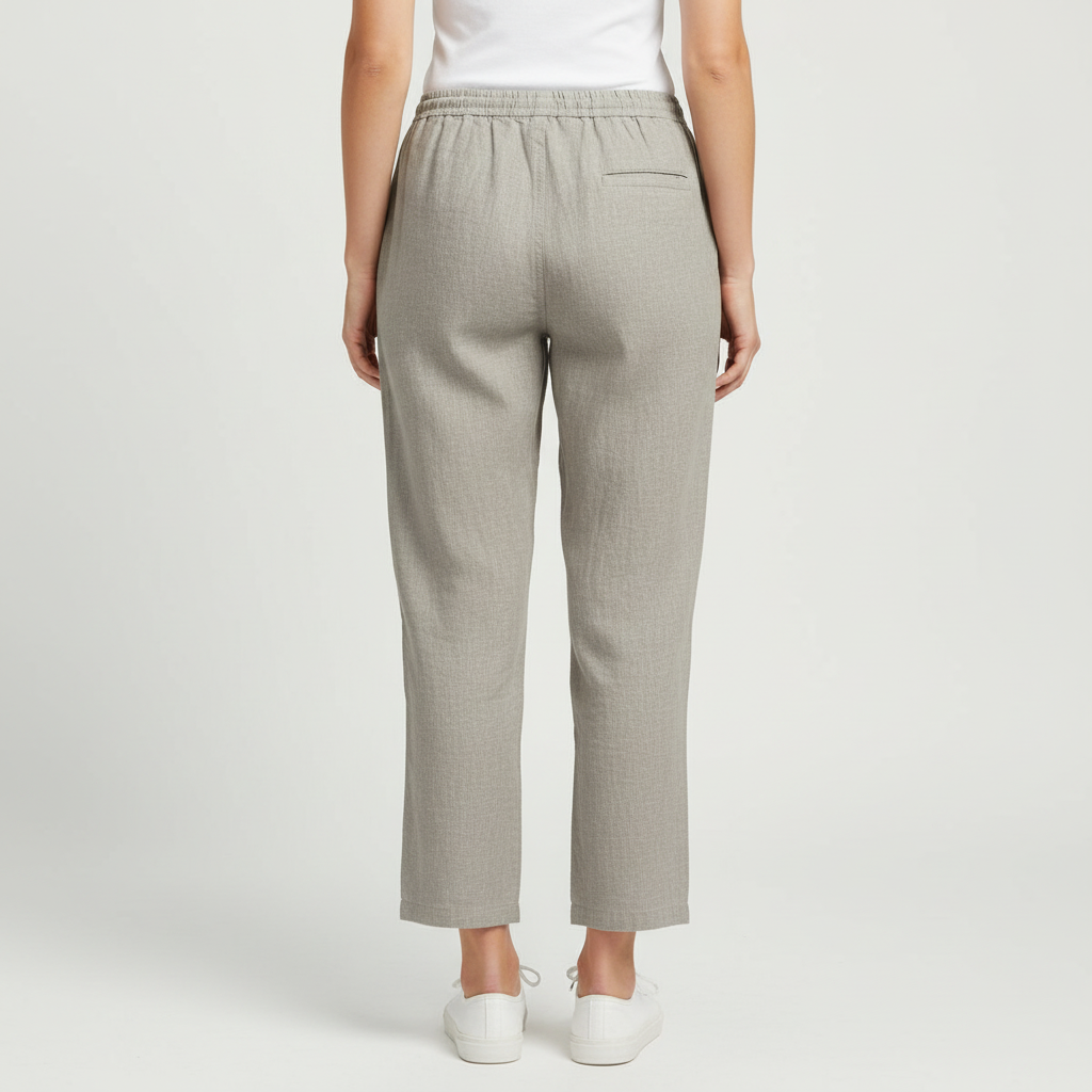 Tanzanix | Linen blend trousers with drawstring-Apparel & Accessories > Clothing > Pants > Trousers-Tanzanix