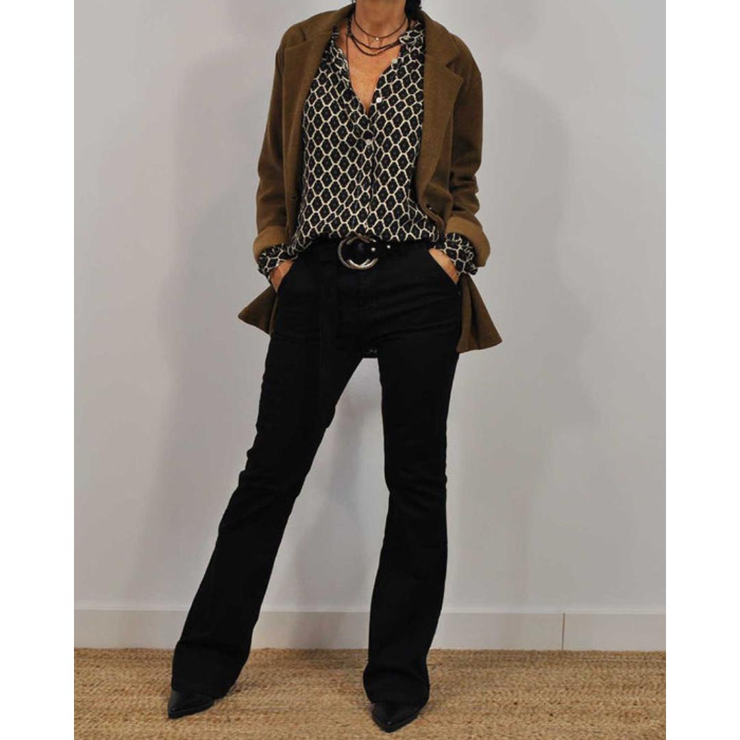 Tanzanix | Loose fit blouse with V-neck-Apparel & Accessories > Clothing > Clothing Tops > Blouses-Tanzanix