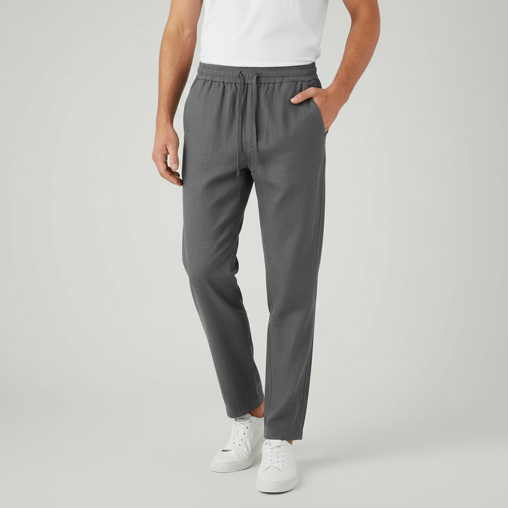 Tanzanix | Loose fit linen trousers-Apparel & Accessories > Clothing > Pants > Trousers-Gray-XS-Tanzanix