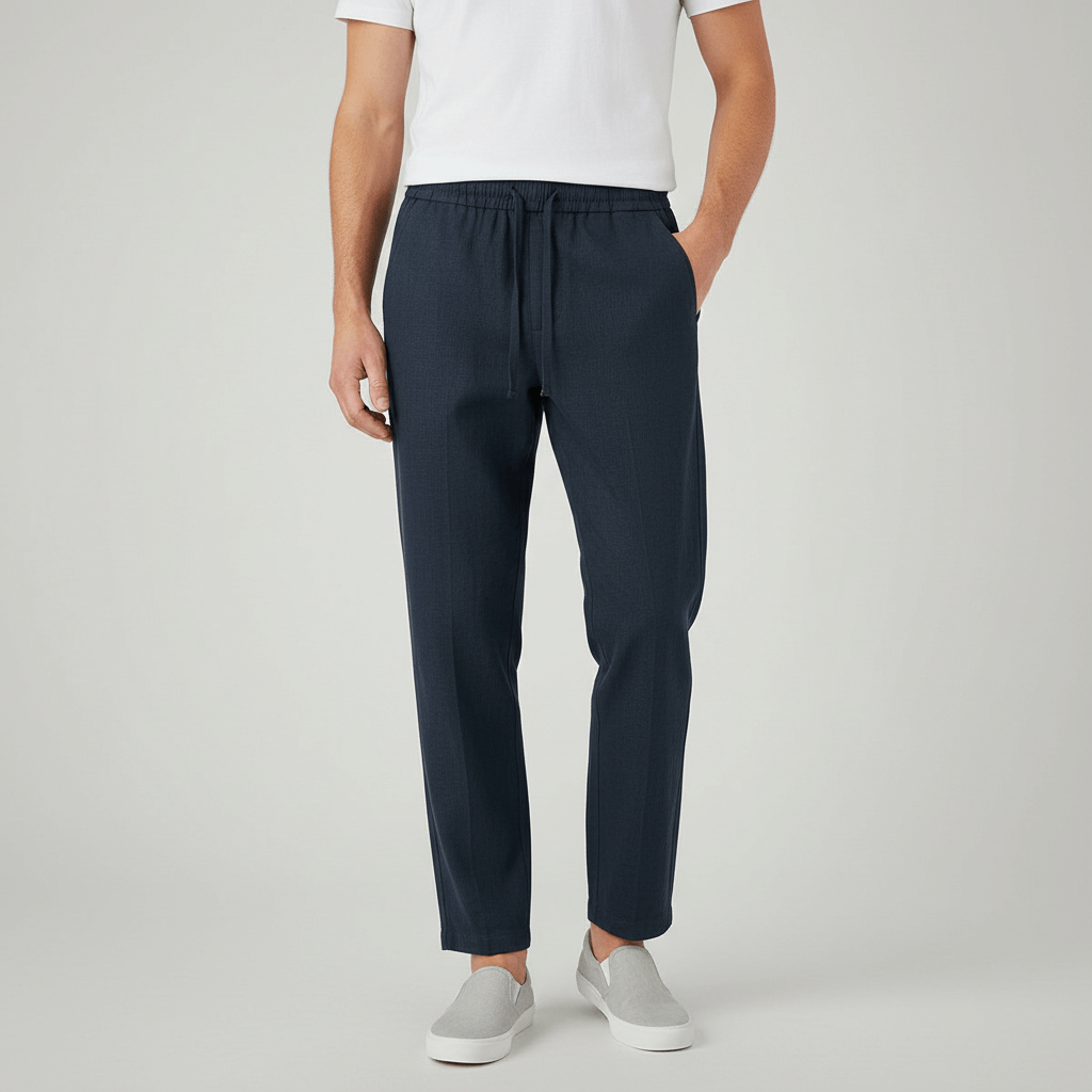 Tanzanix | Loose fit linen trousers-Apparel & Accessories > Clothing > Pants > Trousers-Navy-XS-Tanzanix