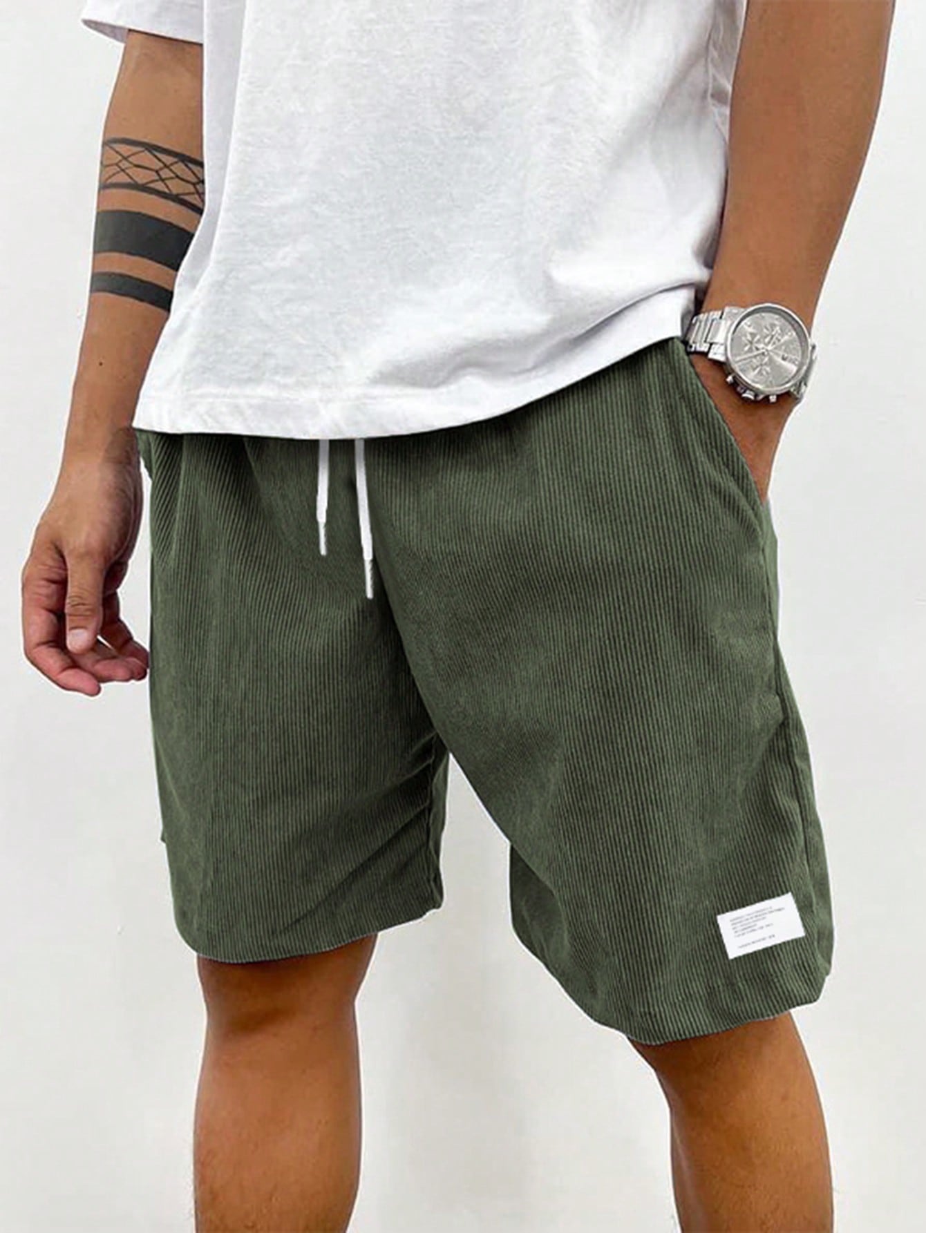 Tanzanix | Loose fit shorts with adjustable drawstring-Apparel & Accessories > Clothing > Shorts-Army Green-XS-Tanzanix