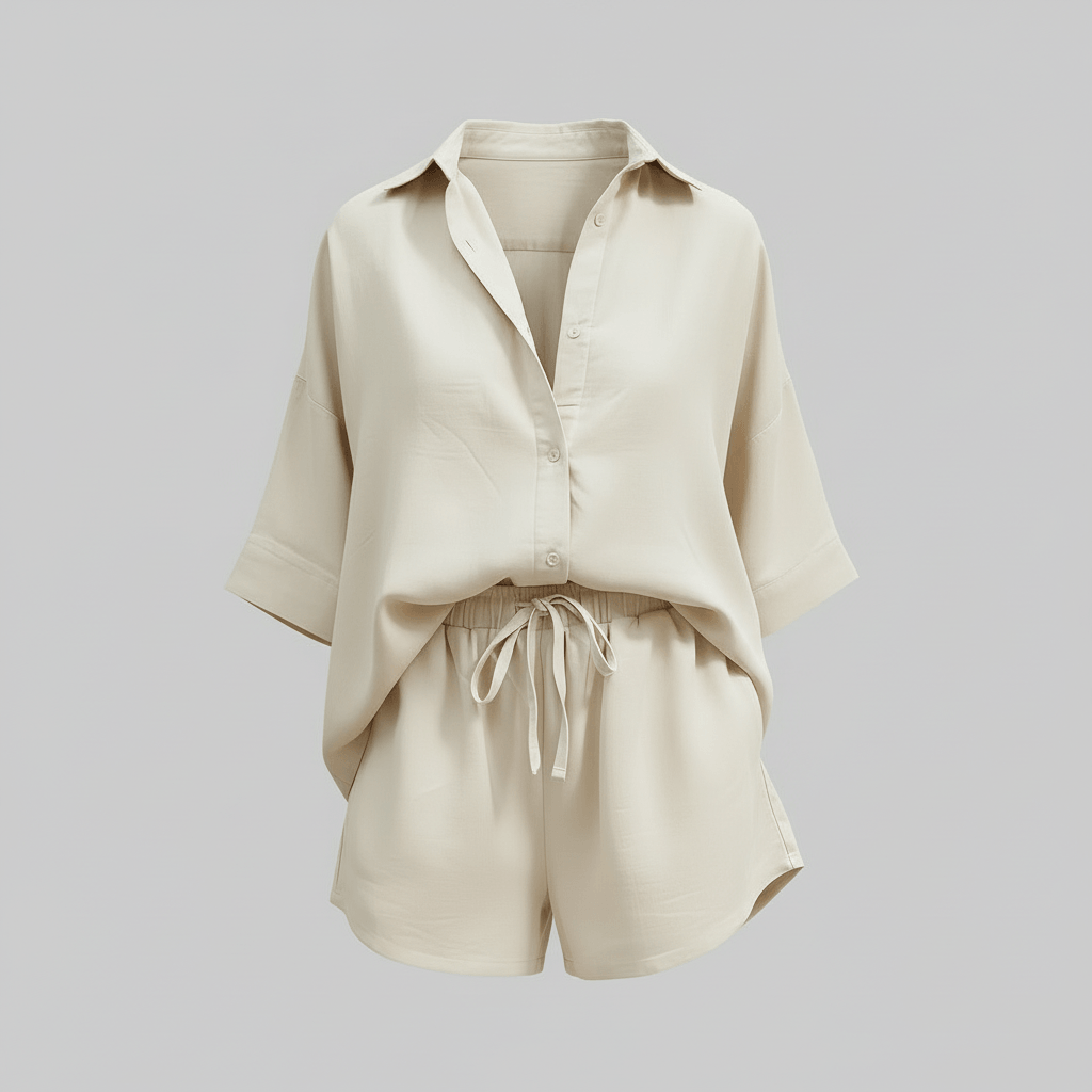 Tanzanix | Loose linen summer two-piece set-Apparel & Accessories > Clothing > Outfit Sets-Tanzanix