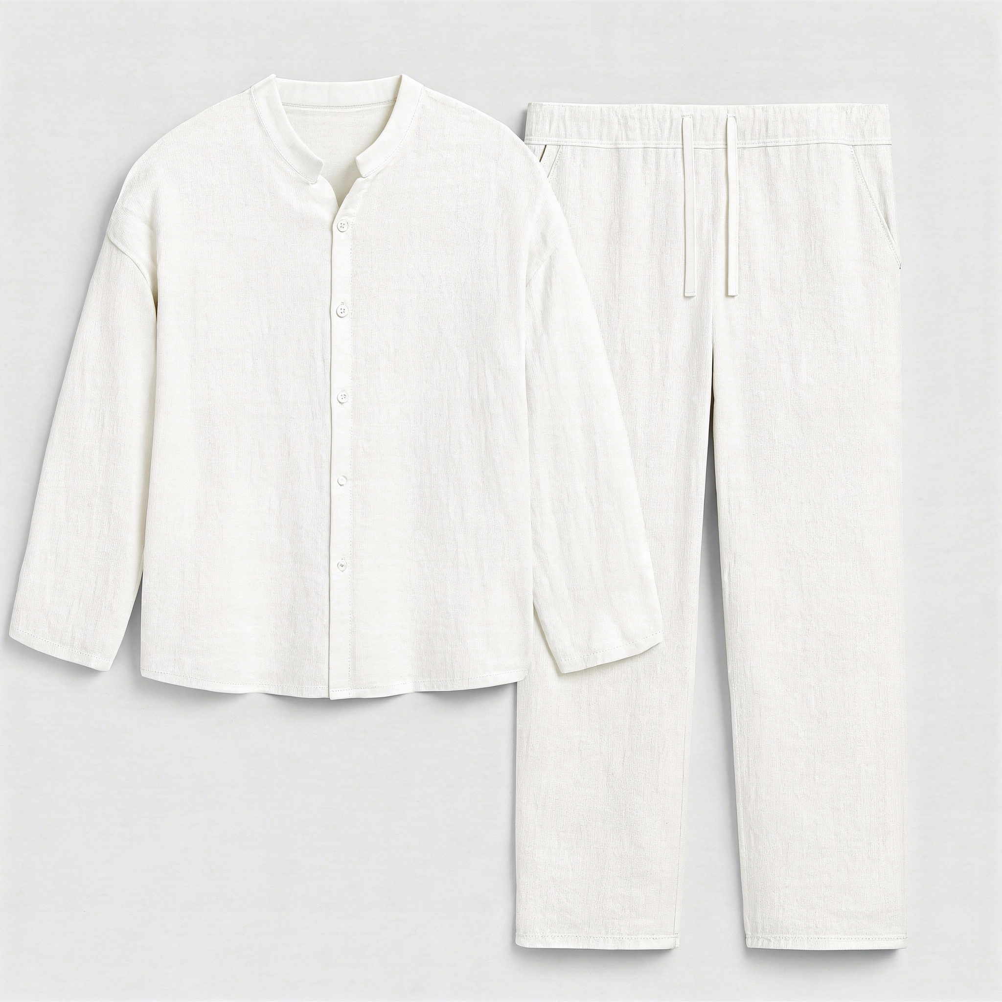 Tanzanix | Loose top and fitted trousers linen two-piece set-Apparel & Accessories > Clothing > Outfit Sets-Tanzanix