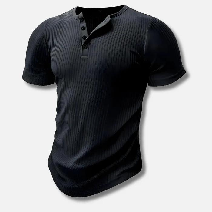 Tanzanix | Muscle fit Henley shirt-Apparel & Accessories > Clothing > Clothing Tops > Shirts-Black-S-Tanzanix