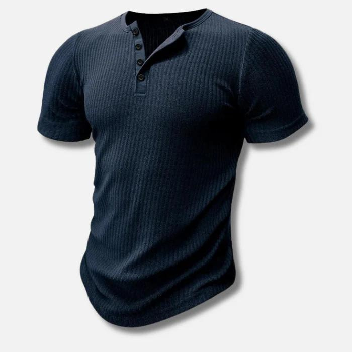Tanzanix | Muscle fit Henley shirt-Apparel & Accessories > Clothing > Clothing Tops > Shirts-Blue-S-Tanzanix