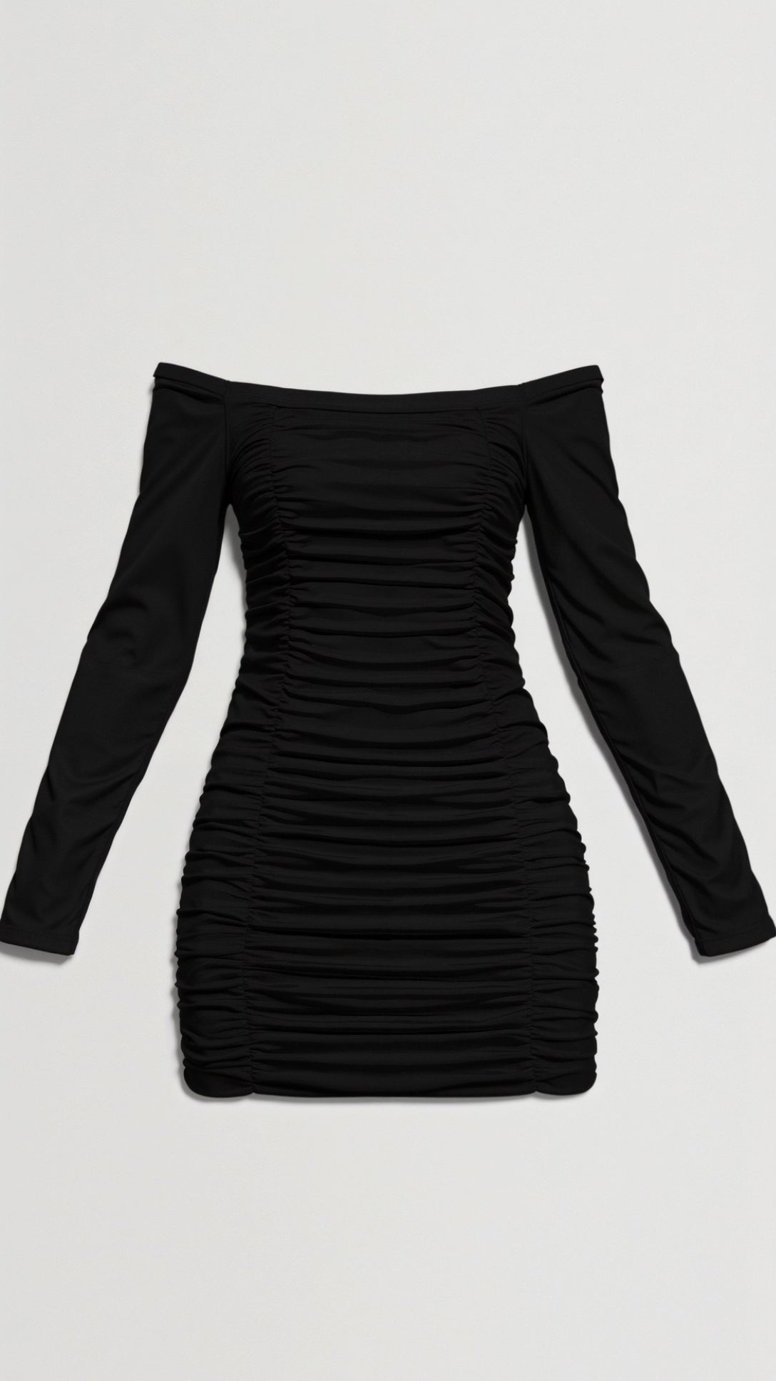Tanzanix | Off-the shoulder mini bodycon dress with gathered ruffles-Apparel & Accessories > Clothing > Dresses-Tanzanix