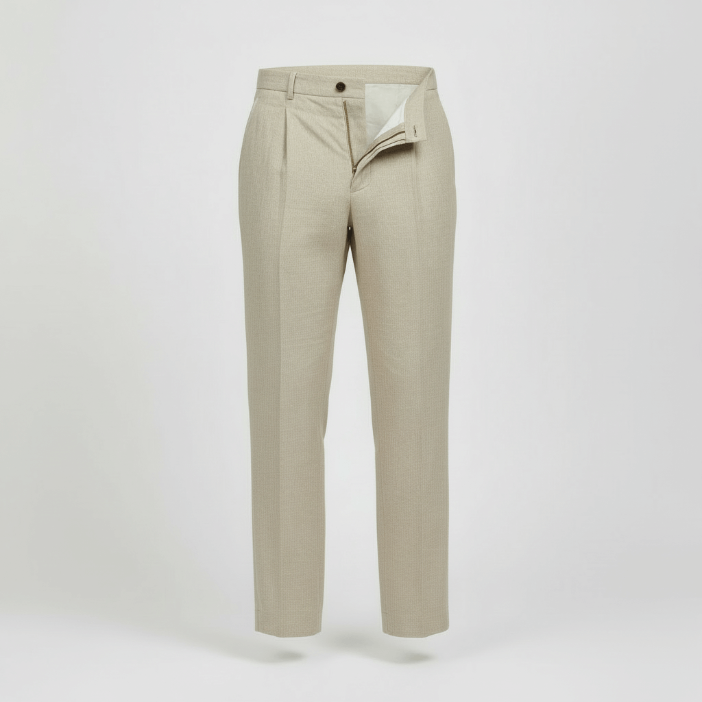 Tanzanix | Pleated linen blend trousers-Apparel & Accessories > Clothing > Pants > Trousers-Tanzanix