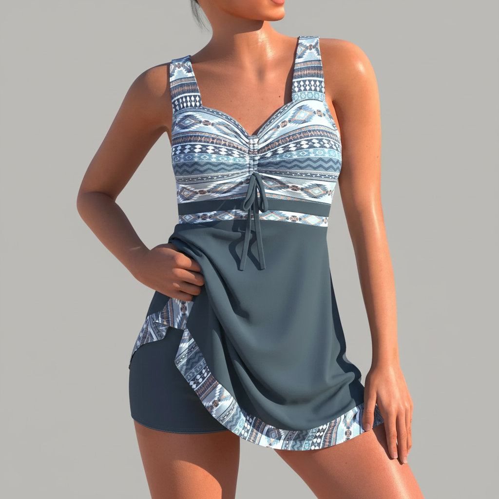 Tanzanix | Quick-drying one-piece swimsuit with sweetheart neckline-Apparel & Accessories > Clothing > Swimwear > One-Piece Swimsuits-Gray-S-Tanzanix
