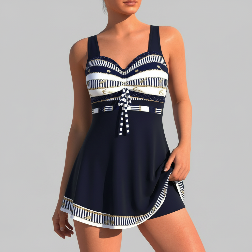 Tanzanix | Quick-drying one-piece swimsuit with sweetheart neckline-Apparel & Accessories > Clothing > Swimwear > One-Piece Swimsuits-Navy-S-Tanzanix