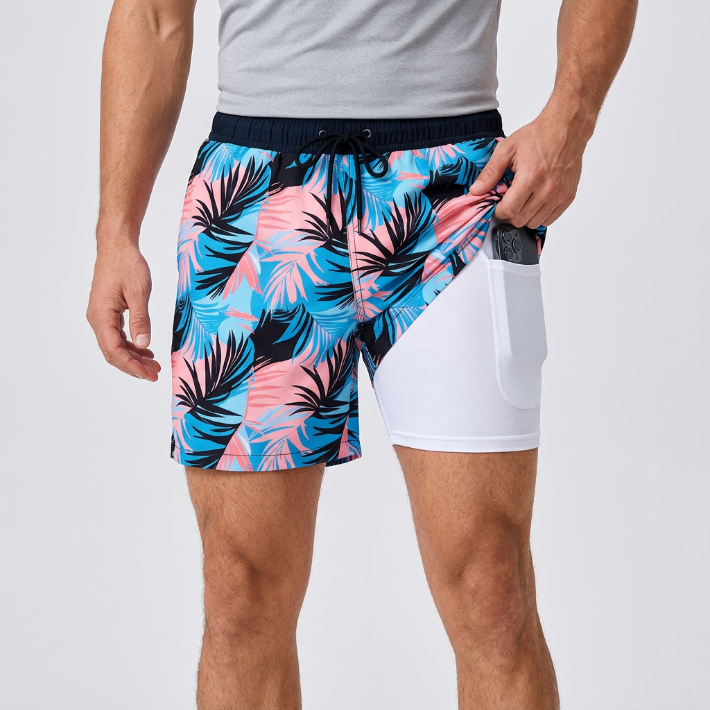 Tanzanix | Quick-drying swim shorts with compression layer-Apparel & Accessories > Clothing > Swimwear-Blue-S-Tanzanix