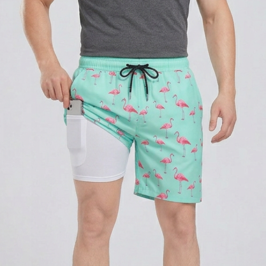 Tanzanix | Quick-drying swim shorts with compression layer-Apparel & Accessories > Clothing > Swimwear-Mint Green-S-Tanzanix