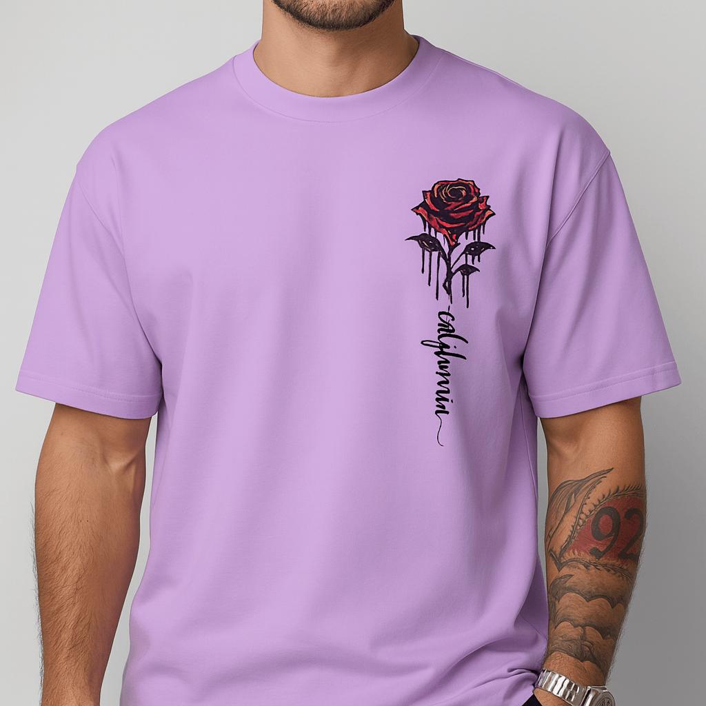 Tanzanix | Rose print loose fit t-shirt-Apparel & Accessories > Clothing > Clothing Tops > T-Shirts-Purple-S-Tanzanix
