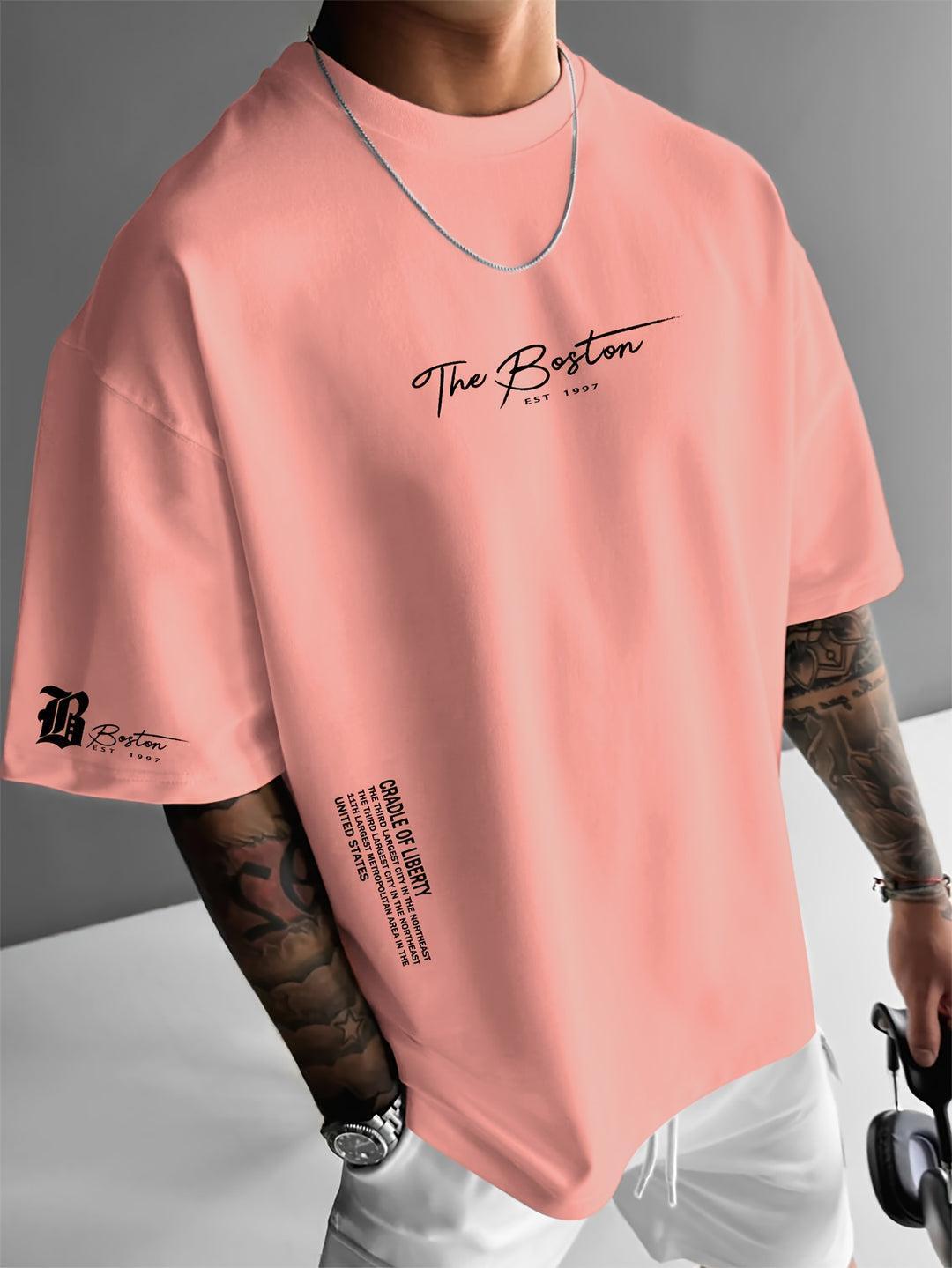 Tanzanix | Slogan print loose fit shirt-Apparel & Accessories > Clothing > Clothing Tops > T-Shirts-Pink-S-Tanzanix