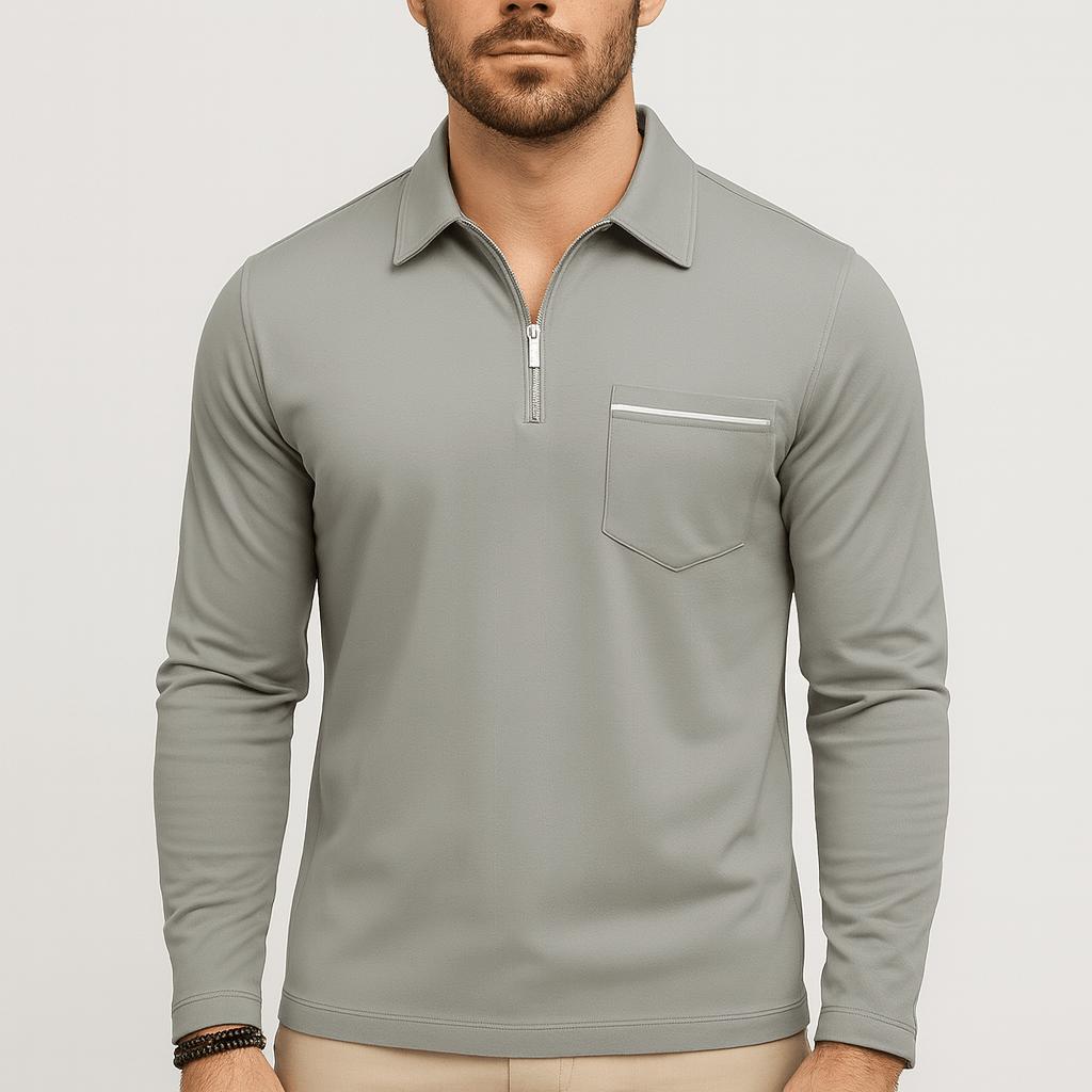 Tanzanix | Solid half-zip lapel long sleeve sweater-Apparel & Accessories > Clothing > Clothing Tops > Sweaters-Gray-S-Tanzanix