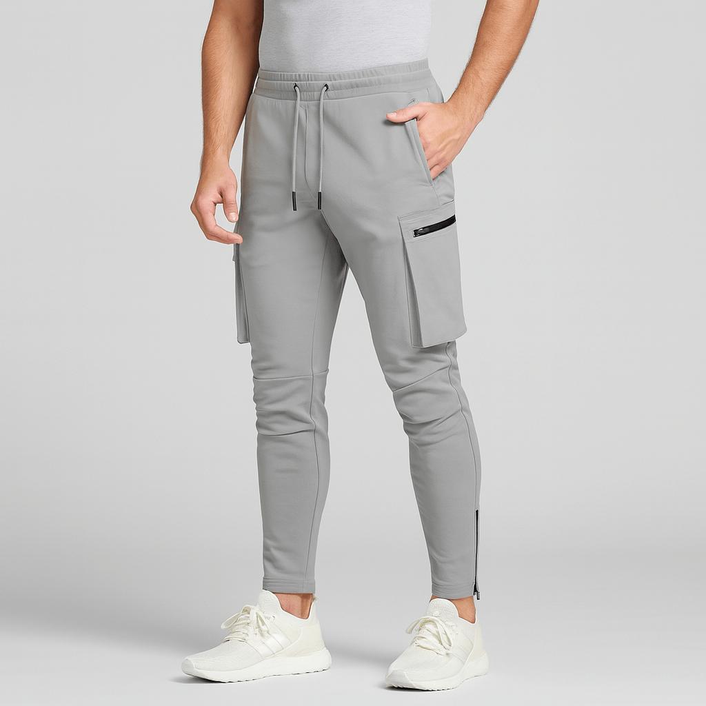 Tanzanix | Sporty 4-Way Stretch Trousers-Apparel & Accessories > Clothing > Pants > Trousers-Gray-M-Tanzanix