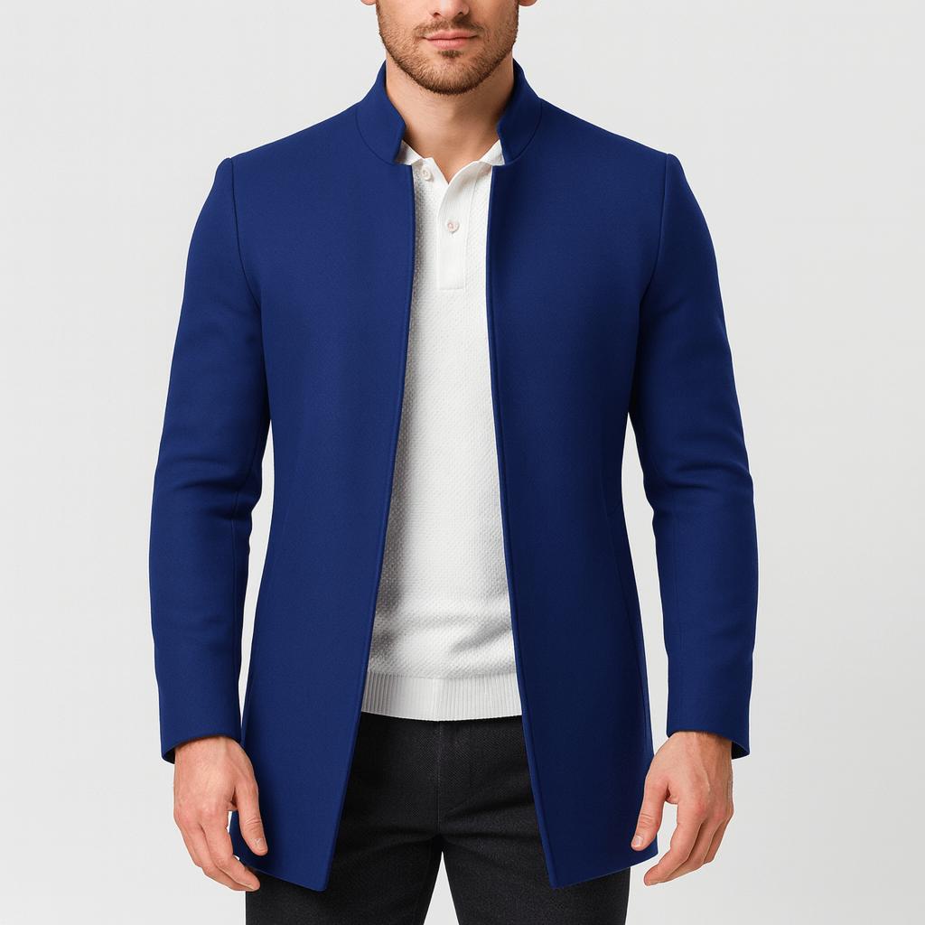 Tanzanix | Structured slim lapel jacket-Apparel & Accessories > Clothing > Outerwear > Coats & Jackets > Sport Jackets-Blue-S-Tanzanix