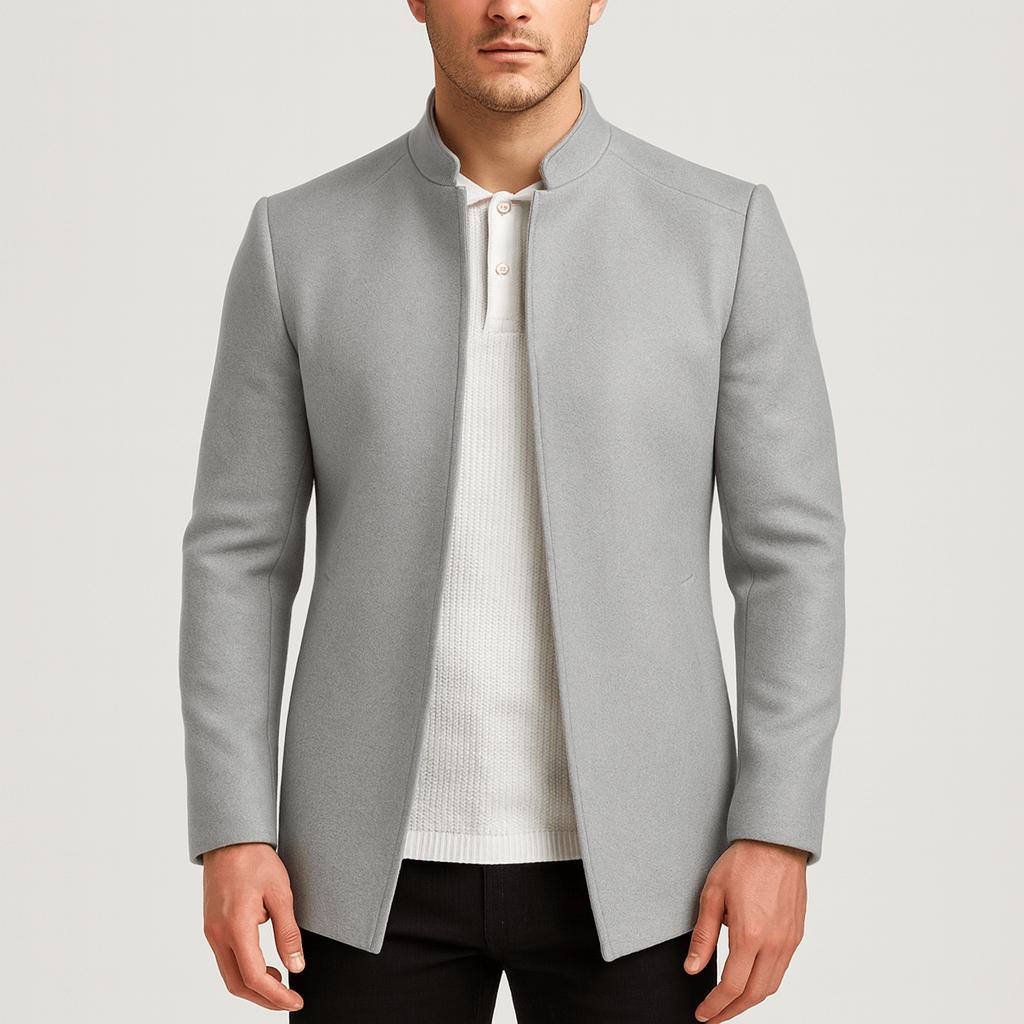 Tanzanix | Structured slim lapel jacket-Apparel & Accessories > Clothing > Outerwear > Coats & Jackets > Sport Jackets-Grey-S-Tanzanix