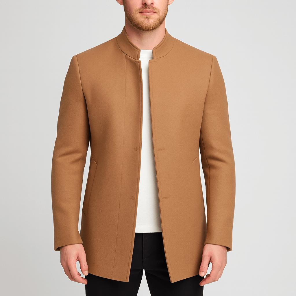 Tanzanix | Structured slim lapel jacket-Apparel & Accessories > Clothing > Outerwear > Coats & Jackets > Sport Jackets-Khaki-S-Tanzanix