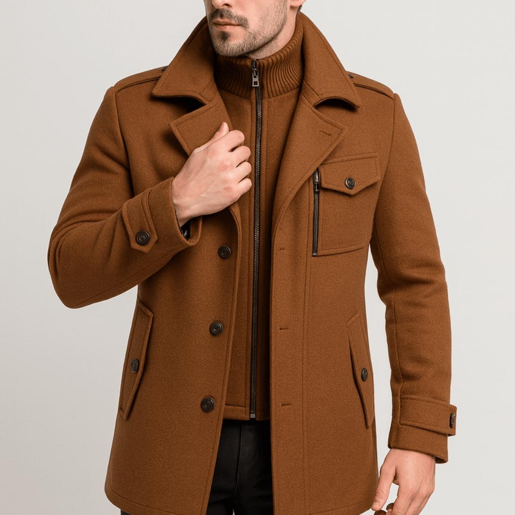 Tanzanix | Stylish winter trench coat with lightweight fit-Apparel & Accessories > Clothing > Outerwear > Coats & Jackets > Trench Coats-Brown-XS-Tanzanix