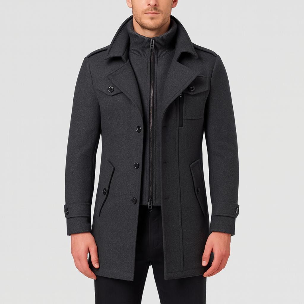 Tanzanix | Stylish winter trench coat with lightweight fit-Apparel & Accessories > Clothing > Outerwear > Coats & Jackets > Trench Coats-Gray-XS-Tanzanix