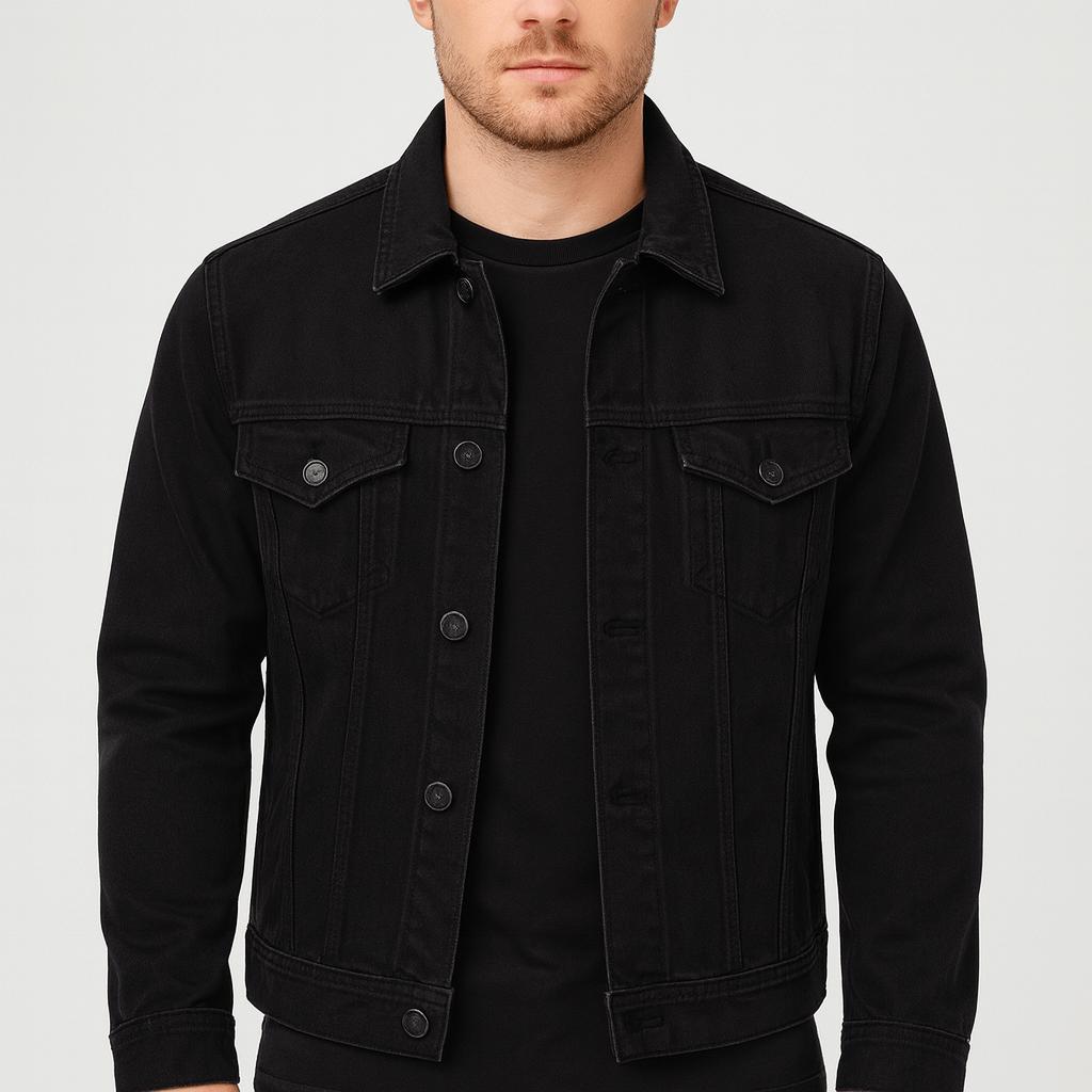 Tanzanix | Sustainable cotton denim jacket-Apparel & Accessories > Clothing > Outerwear > Coats & Jackets-Black-XS-Tanzanix