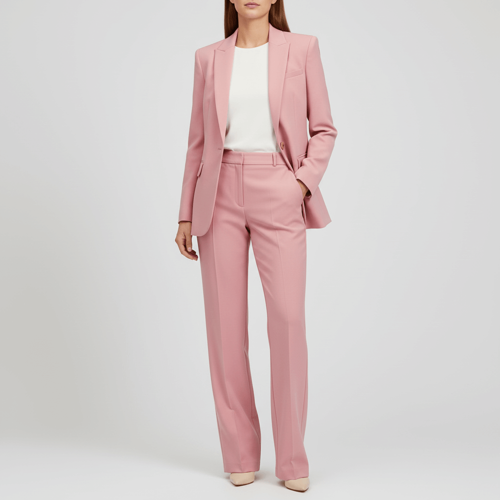 Tanzanix | Tailored blazer and trousers suit set-Apparel & Accessories > Clothing > Suits-Pink-XS-Tanzanix