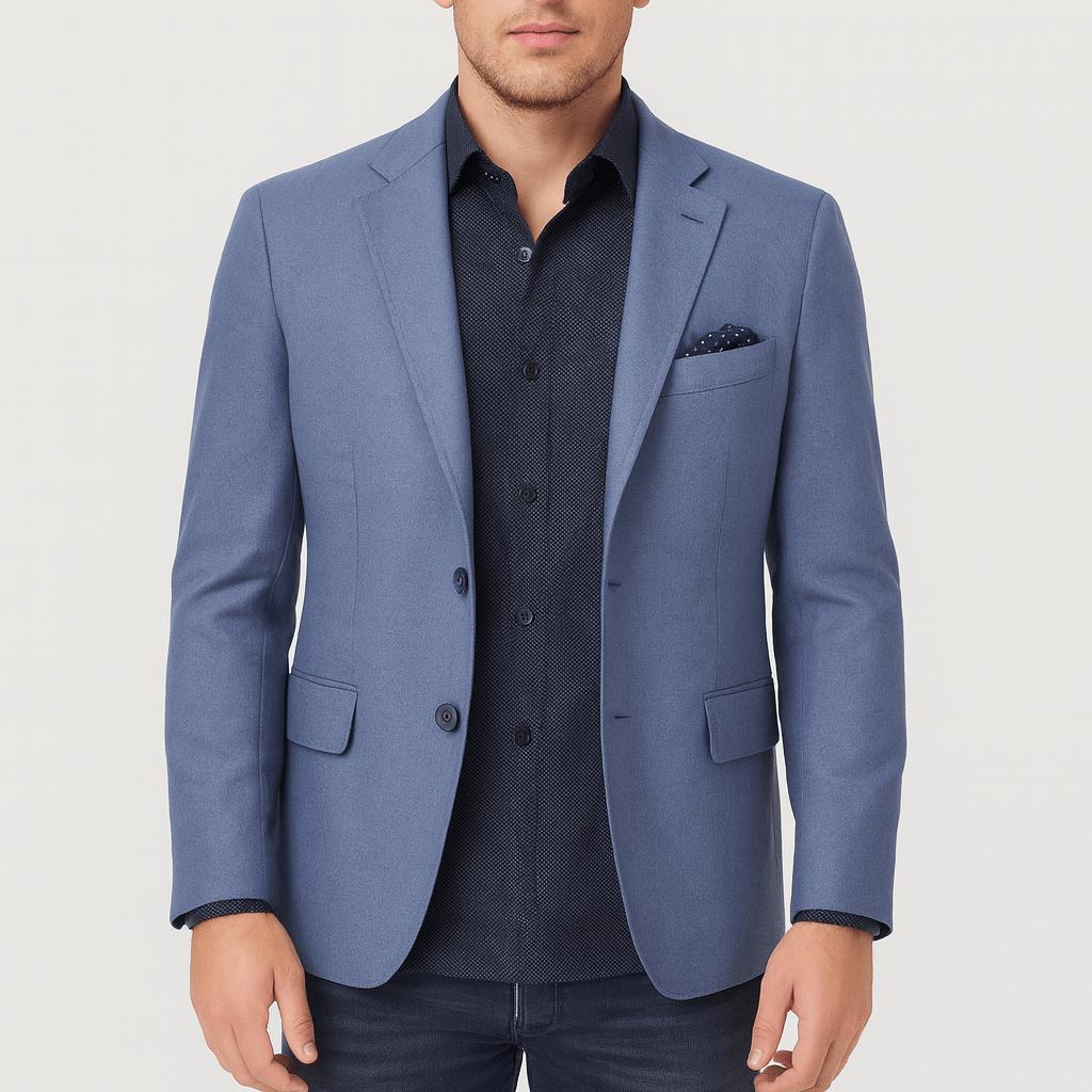 Tanzanix | Tailored fit blazer with notched lapels-Apparel & Accessories > Clothing > Outerwear > Coats & Jackets > Sport Jackets-Light Blue-S-Tanzanix