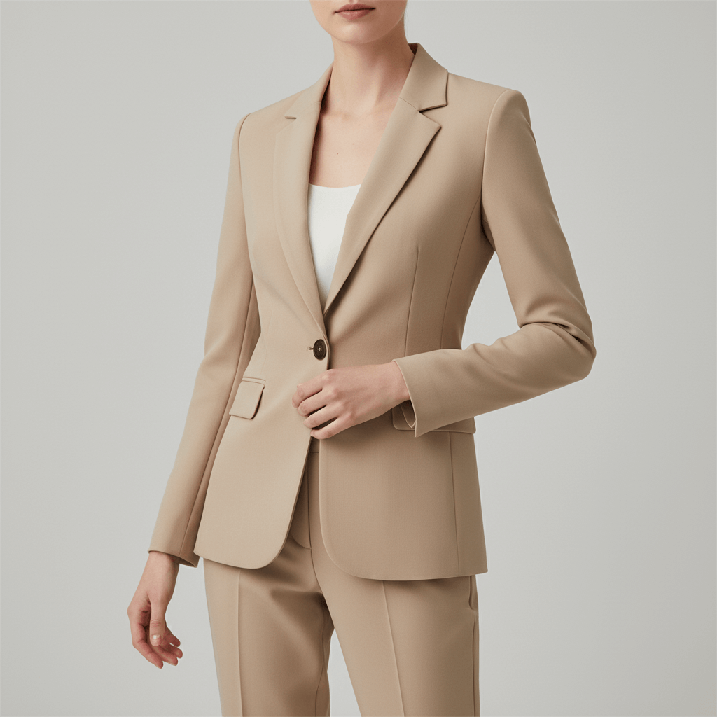 Tanzanix | Tailored stretch blazer-Apparel & Accessories > Clothing > Outerwear > Coats & Jackets-Beige-S-Tanzanix