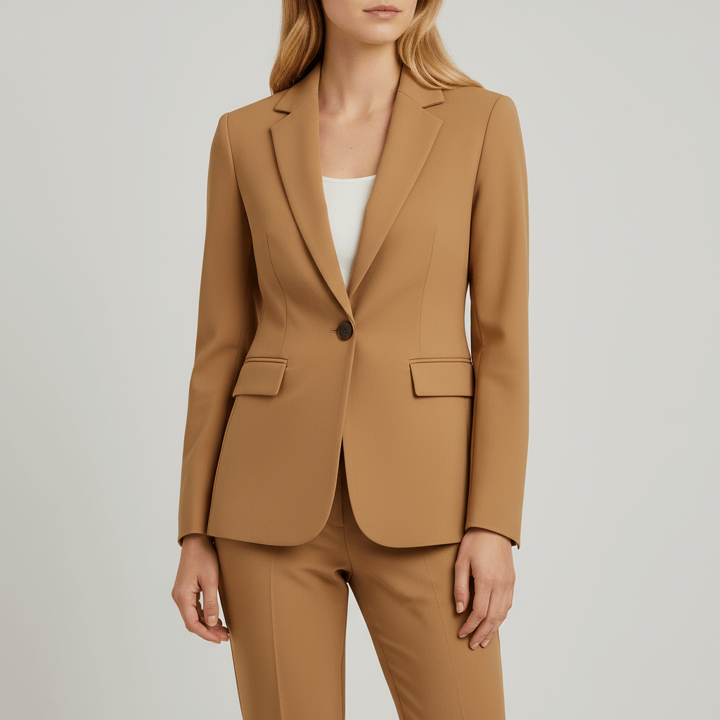 Tanzanix | Tailored stretch blazer-Apparel & Accessories > Clothing > Outerwear > Coats & Jackets-Brown-S-Tanzanix