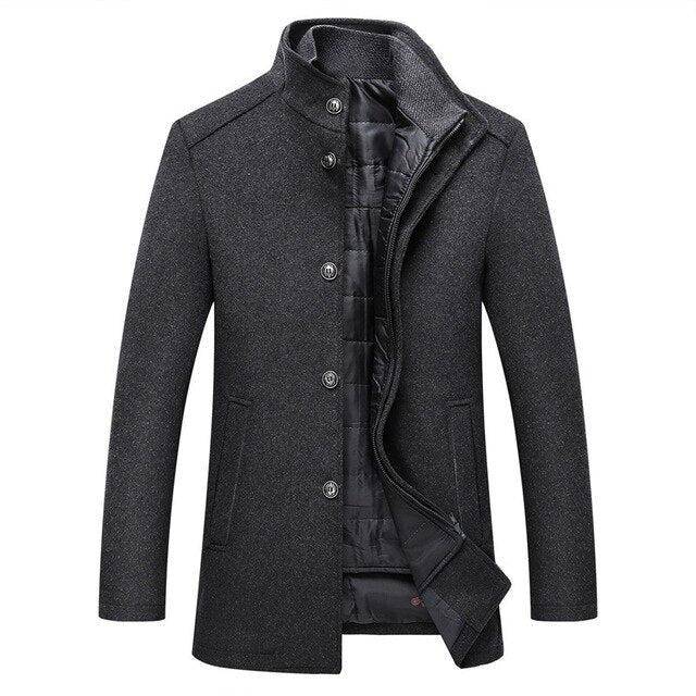 Tanzanix | Thick single breasted woolen coat-Apparel & Accessories > Clothing > Outerwear > Coats & Jackets > Overcoats-Gray-S-Tanzanix