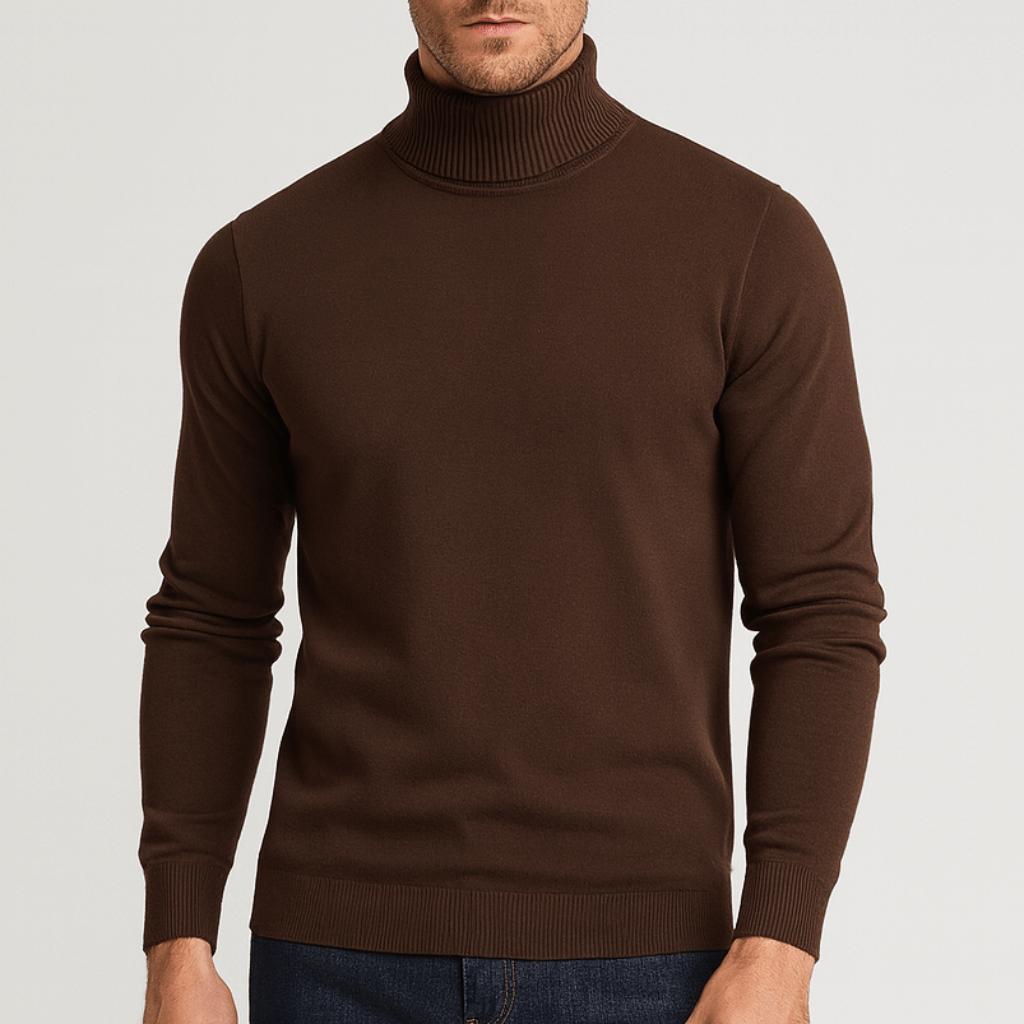 Tanzanix | Turtleneck sweater with long sleeves-Apparel & Accessories > Clothing > Clothing Tops > Sweaters-Brown-M-Tanzanix