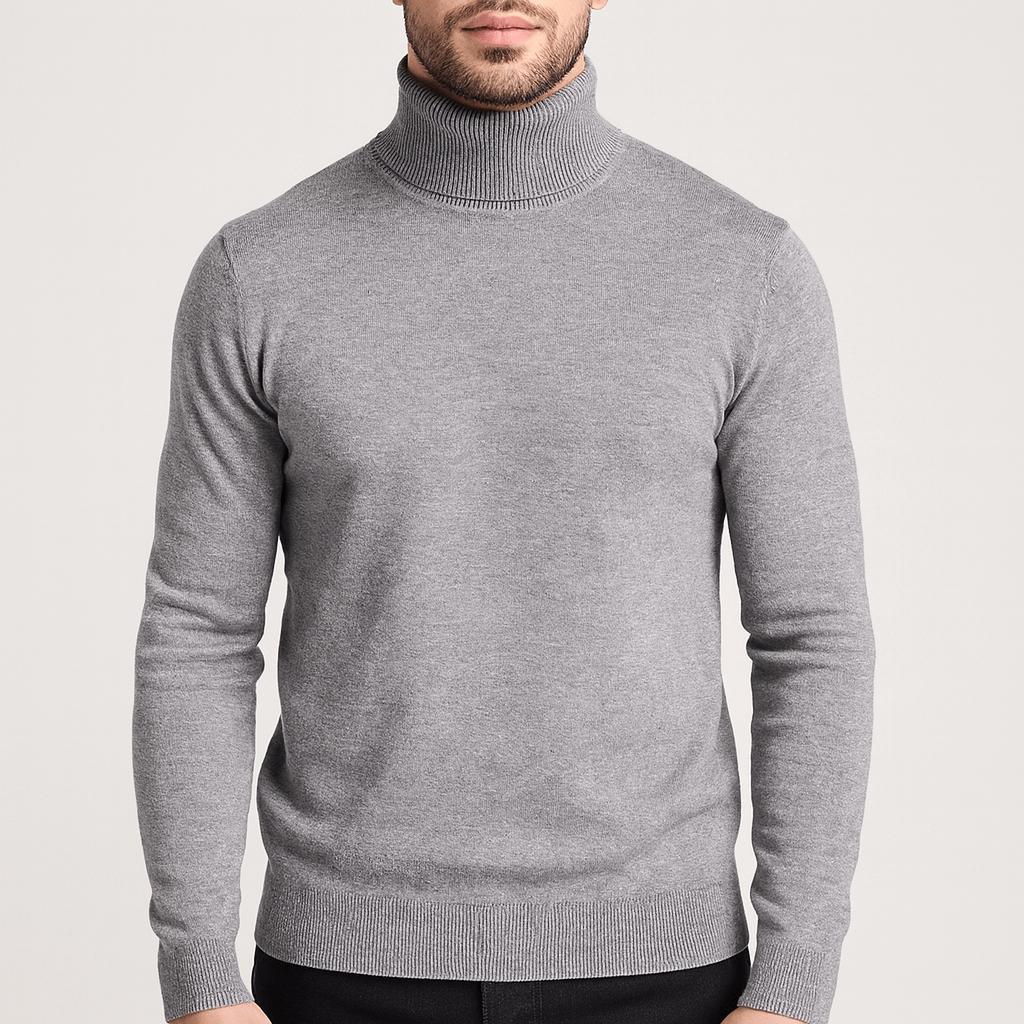 Tanzanix | Turtleneck sweater with long sleeves-Apparel & Accessories > Clothing > Clothing Tops > Sweaters-Grey-M-Tanzanix