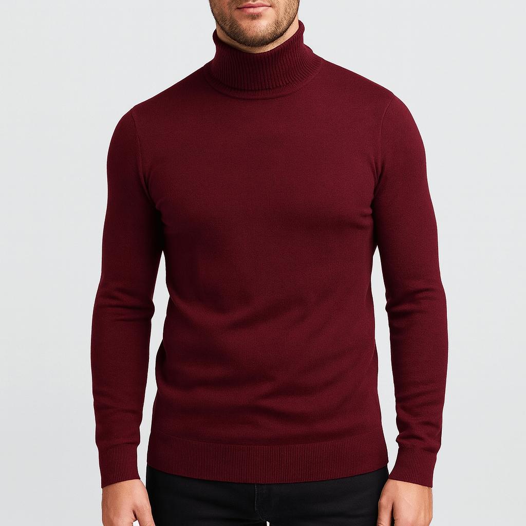 Tanzanix | Turtleneck sweater with long sleeves-Apparel & Accessories > Clothing > Clothing Tops > Sweaters-Red-M-Tanzanix